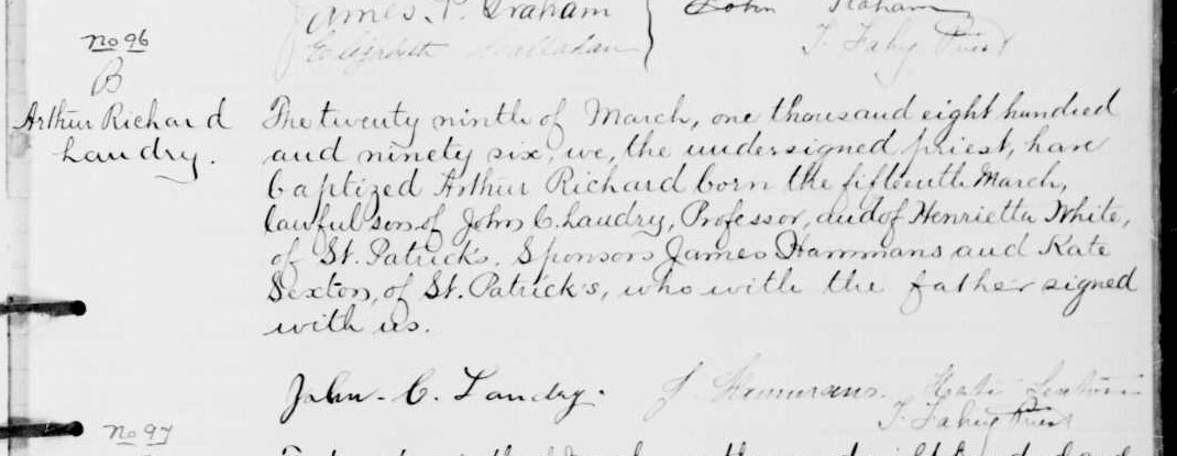 Registre de baptême - cliquez sur la photo pour l'agrandir